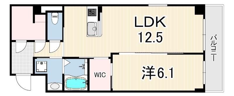 レアグランツ東難波Ⅰ(1LDK/1階)の間取り写真