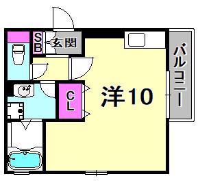 アミティハイツA棟(ワンルーム/2階)の間取り写真