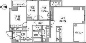 ジオグランデ夙川相生町(3LDK/1階)の間取り写真