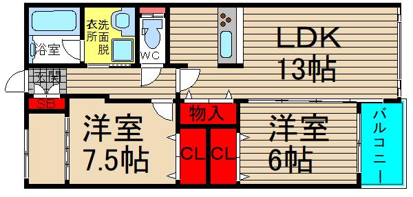 ファミール心斎橋イースト(2LDK/12階)の間取り写真