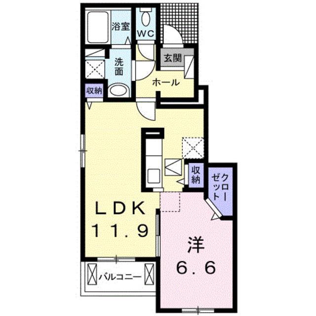 ブリザ II(1LDK/1階)の間取り写真