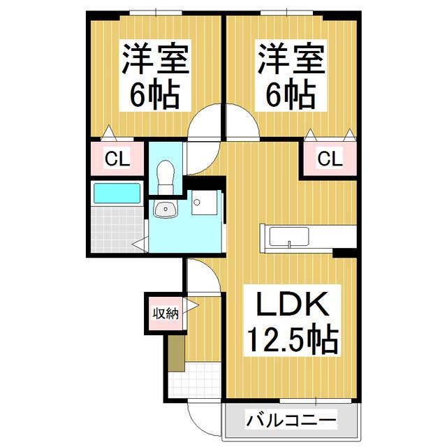 サニーヒルズ城山(2LDK/1階)の間取り写真