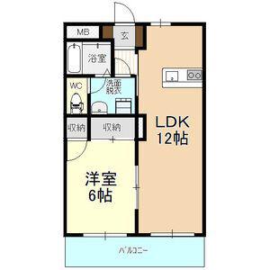 エンゼルタウン宝石(1LDK/1階)の間取り写真