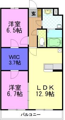 サニーサイド東宝木Ⅰ(2LDK/3階)の間取り写真