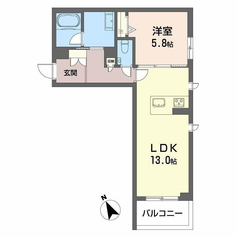 シャーメゾン下荒田(1LDK/2階)の間取り写真