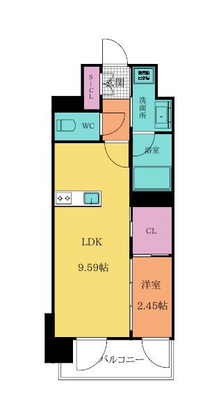 プレジデンス ざ 三萩野(1LDK/5階)の間取り写真