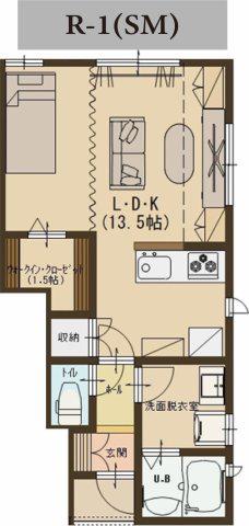 ユーソニアン・前川東F(ワンルーム/1階)の間取り写真
