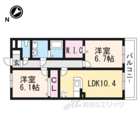 ソレイユカヤノⅤ(2LDK/1階)の間取り写真