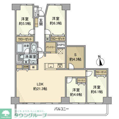 大船第参パークタウンF棟(4SLDK/5階)の間取り写真