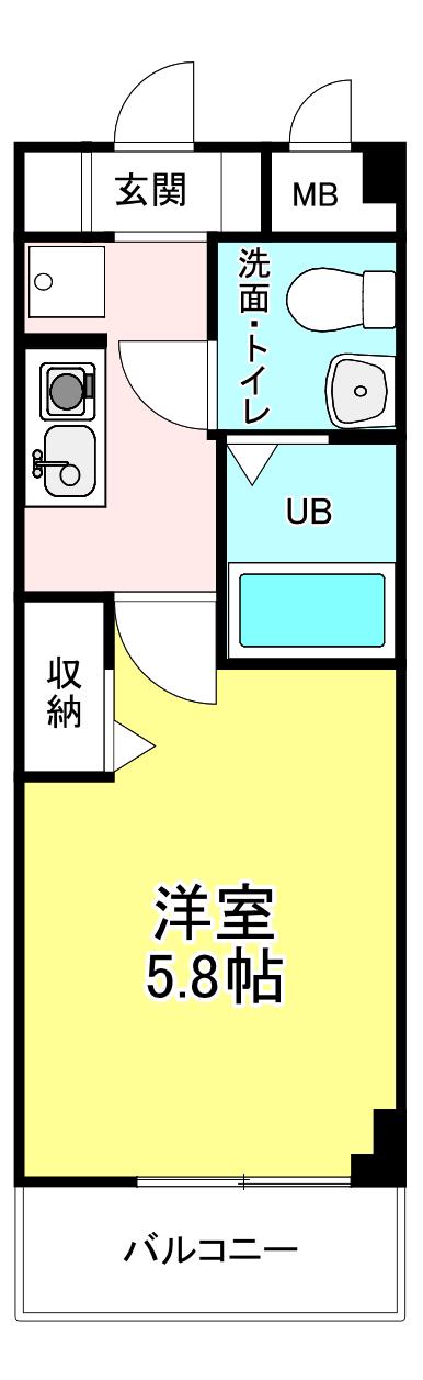 LE GRAND BLEU -グランブルー-(1K/6階)の間取り写真