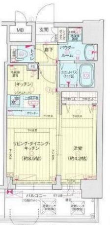 プレサンス南堀江ザ・センス(1LDK/12階)の間取り写真