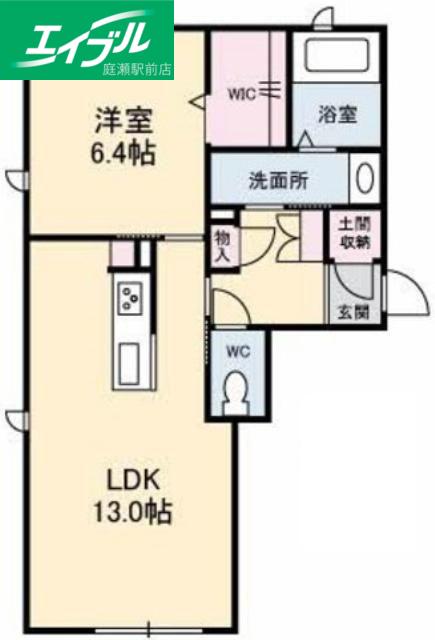 コンフォーザ A棟(1LDK/1階)の間取り写真