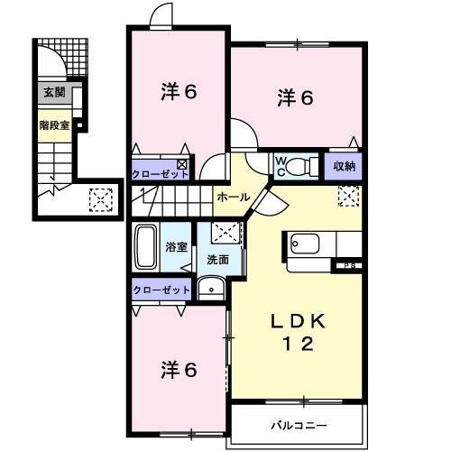 マーヴェラス ヴィラ D(3LDK/2階)の間取り写真