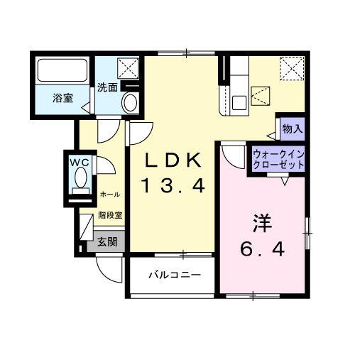 ファミーユ花栄B(1LDK/1階)の間取り写真