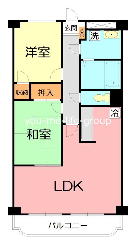 UNO PALACE(2LDK/1階)の間取り写真