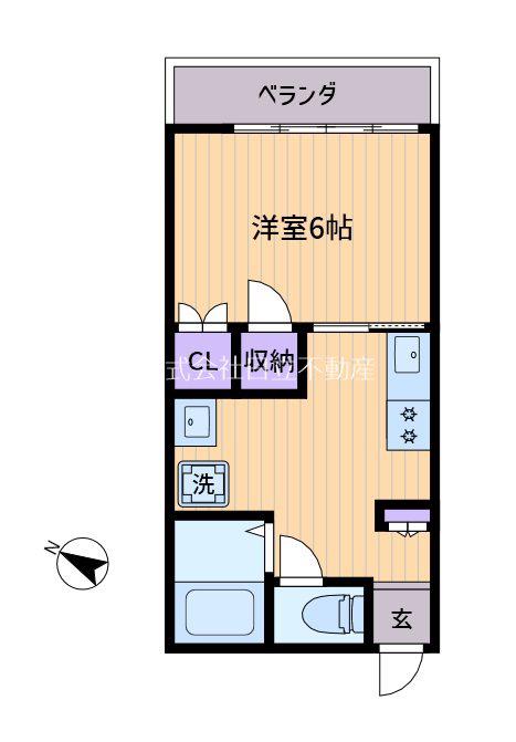 ベルハイツ和泉(1DK/2階)の間取り写真