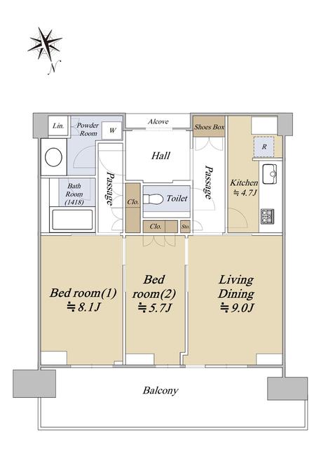 グラングリーン大阪 THE ノース RESIDENCE(2LDK/20階)の間取り写真