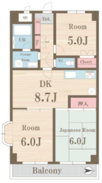 グランメール上北沢(3DK/2階)の間取り写真