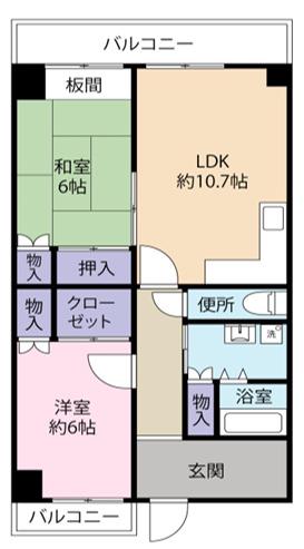 ガーデンコート楠ヶ丘(2LDK/2階)の間取り写真