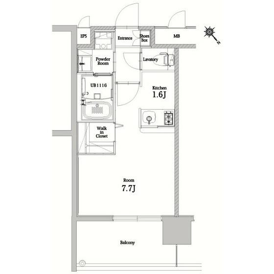 エンクレストベイ天神東II(1K/7階)の間取り写真