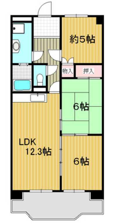 エステート長根(3LDK/2階)の間取り写真