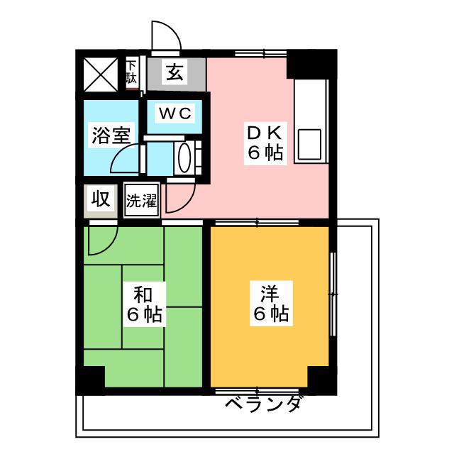 パークヒルズ越前屋(2DK/7階)の間取り写真