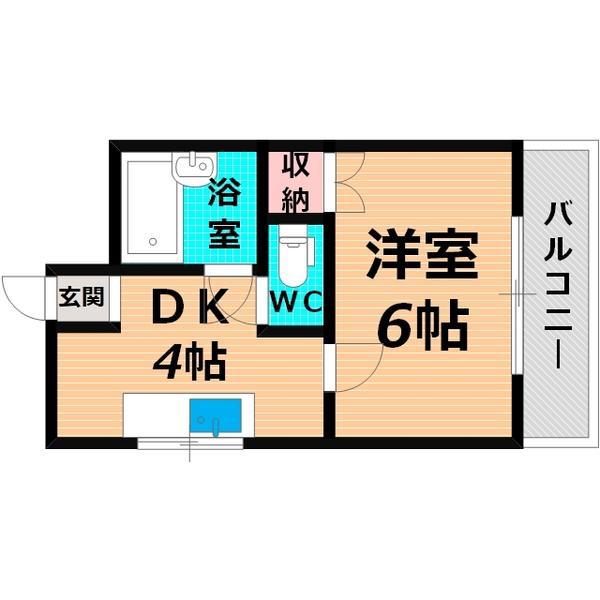 ヴィラナリー太子橋(1K/2階)の間取り写真