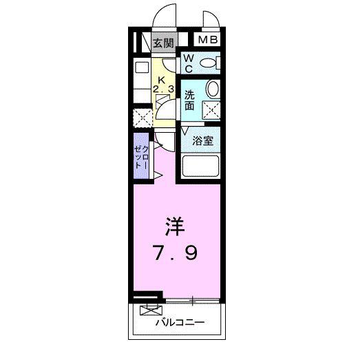 ソレイユ(1K/1階)の間取り写真