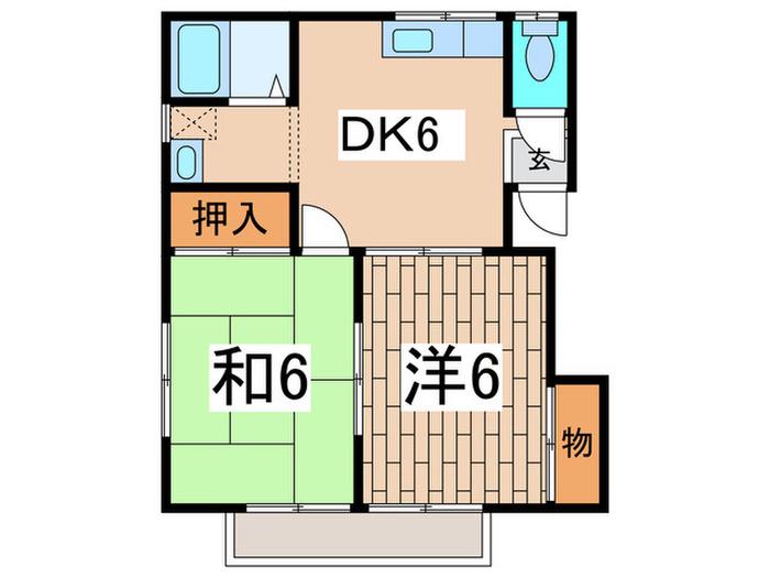ラ・メール(2DK/2階)の間取り写真