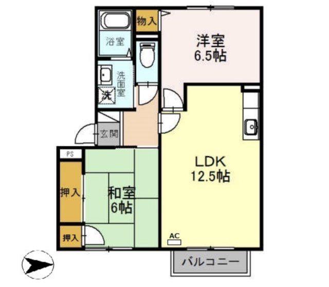 エスポワールイダⅠ番館(2LDK/2階)の間取り写真