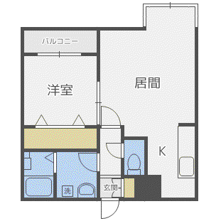 ベルファーレ発寒 BERUFA-RE HASSAMU(1LDK/1階)の間取り写真