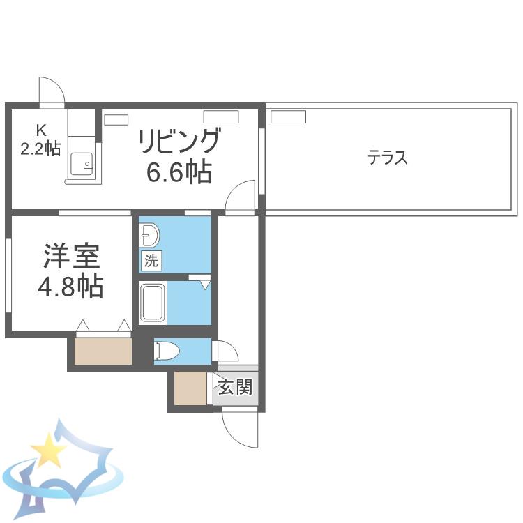 GARE24K(1LDK/1階)の間取り写真