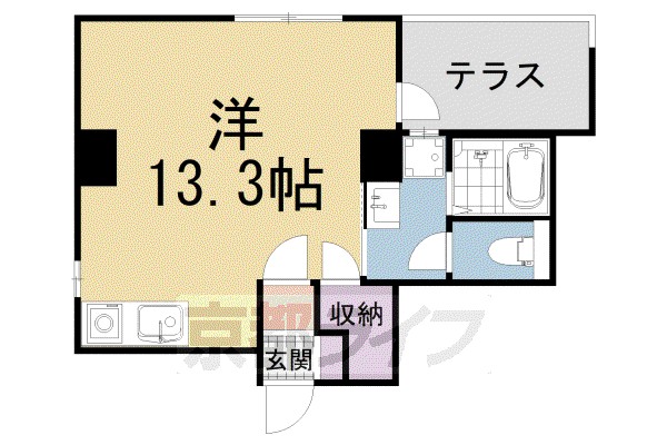 修学院TERRACE(ワンルーム/1階)の間取り写真