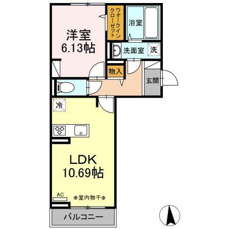 ノアエスト(1LDK/2階)の間取り写真