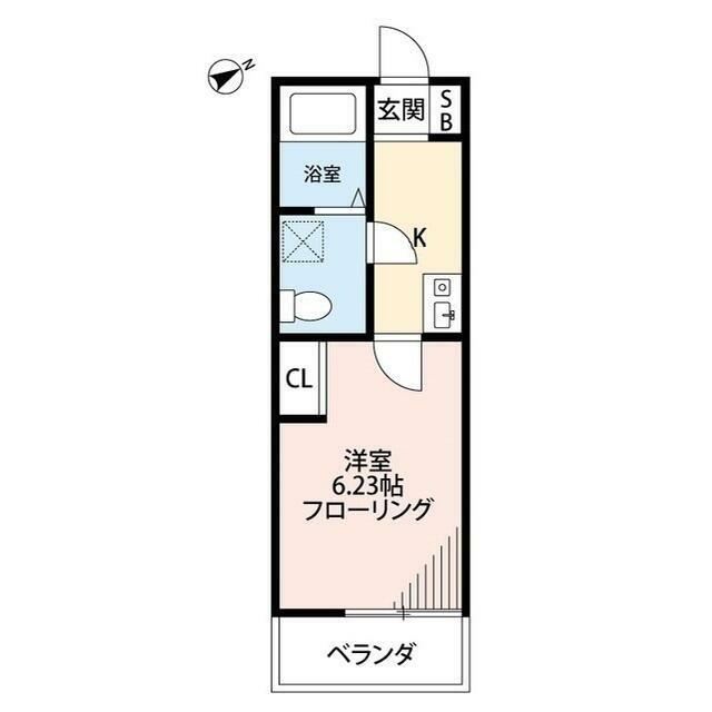 フェリオ本厚木(1K/2階)の間取り写真