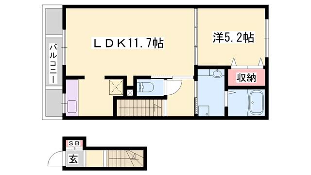 アンソレイユIII(1LDK/2階)の間取り写真
