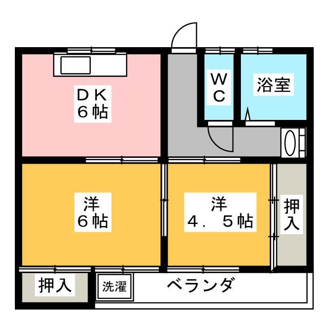奥水マンション(2DK/1階)の間取り写真