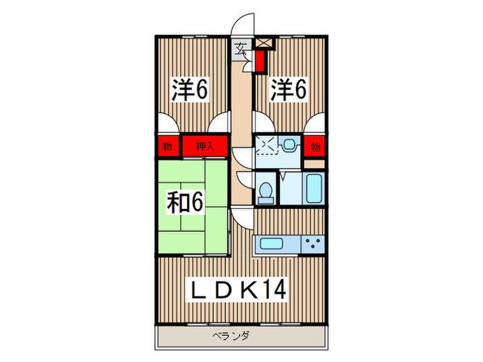 原田第二ビル(3LDK/2階)の間取り写真