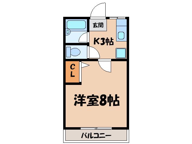 シティハイムアサヒII(1K/2階)の間取り写真