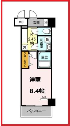 ホーリーホック(1K/3階)の間取り写真