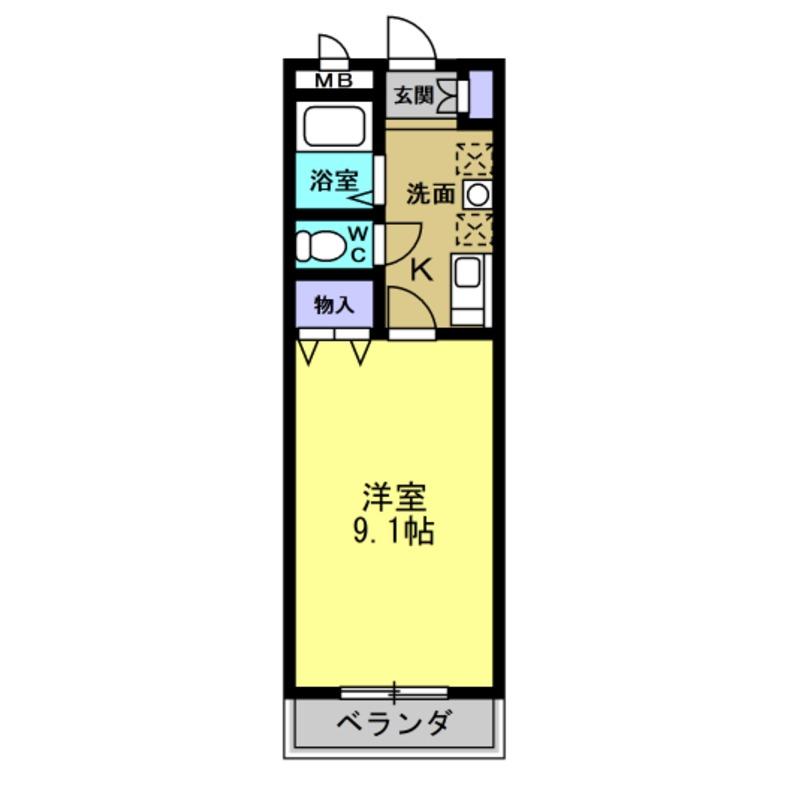 シャトー栗見坂II(1K/2階)の間取り写真