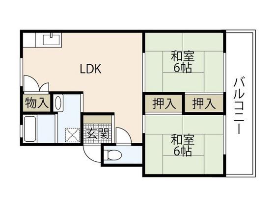 仁井田ビル(2LDK/2階)の間取り写真