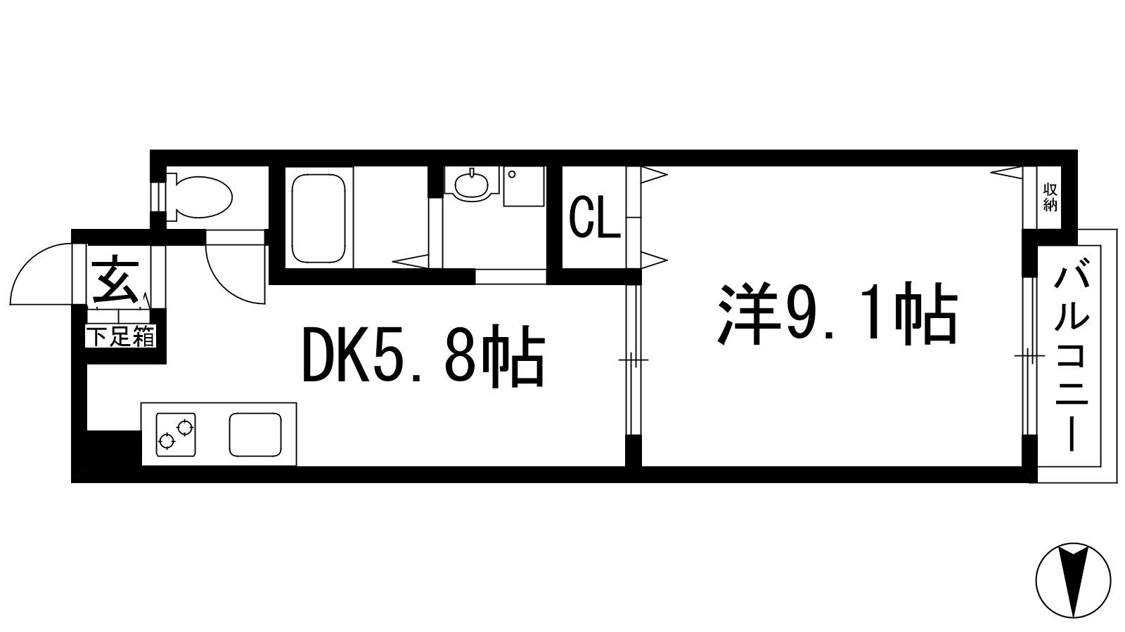 グレイス川西(1DK/3階)の間取り写真