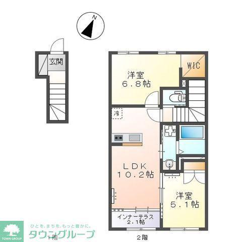 草加市青柳6丁目アパート工事(2LDK/2階)の間取り写真