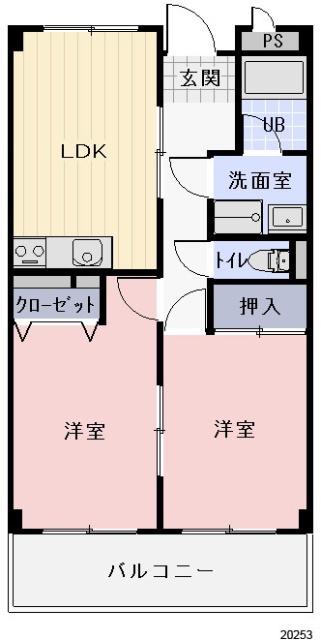 リンピア泉(2LDK/2階)の間取り写真
