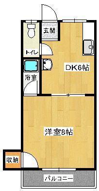 センチュリー梅満II(1DK/2階)の間取り写真