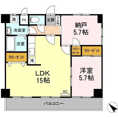 アンジェ祇園(2LDK/1階)の間取り写真