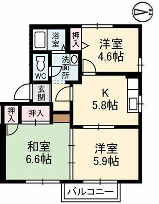 フレグランスボヌールA棟(3K/1階)の間取り写真