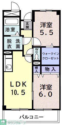 エスポワールいずみ野(2LDK/2階)の間取り写真
