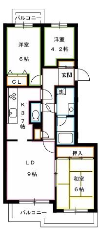 井の頭パーク・プラザ(3LDK/1階)の間取り写真
